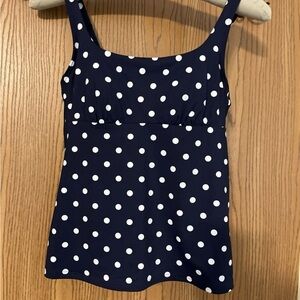 NWOT Lands’ End Sz 4 Navy Dot Square Neck Tankini SWIM TOP